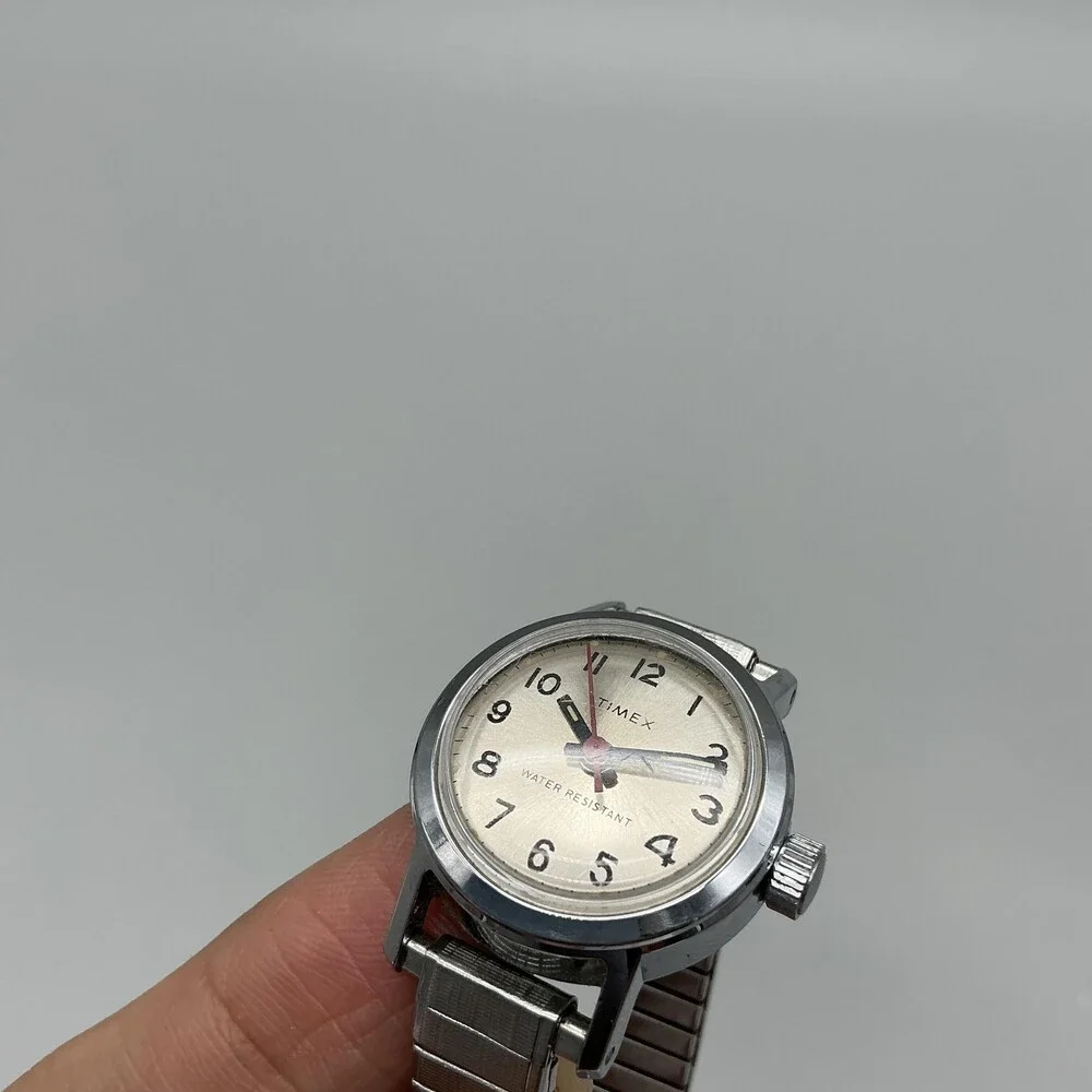 Vintage Timex Womens Watch 24mm Silver Dial Water Resistant Manual Wind